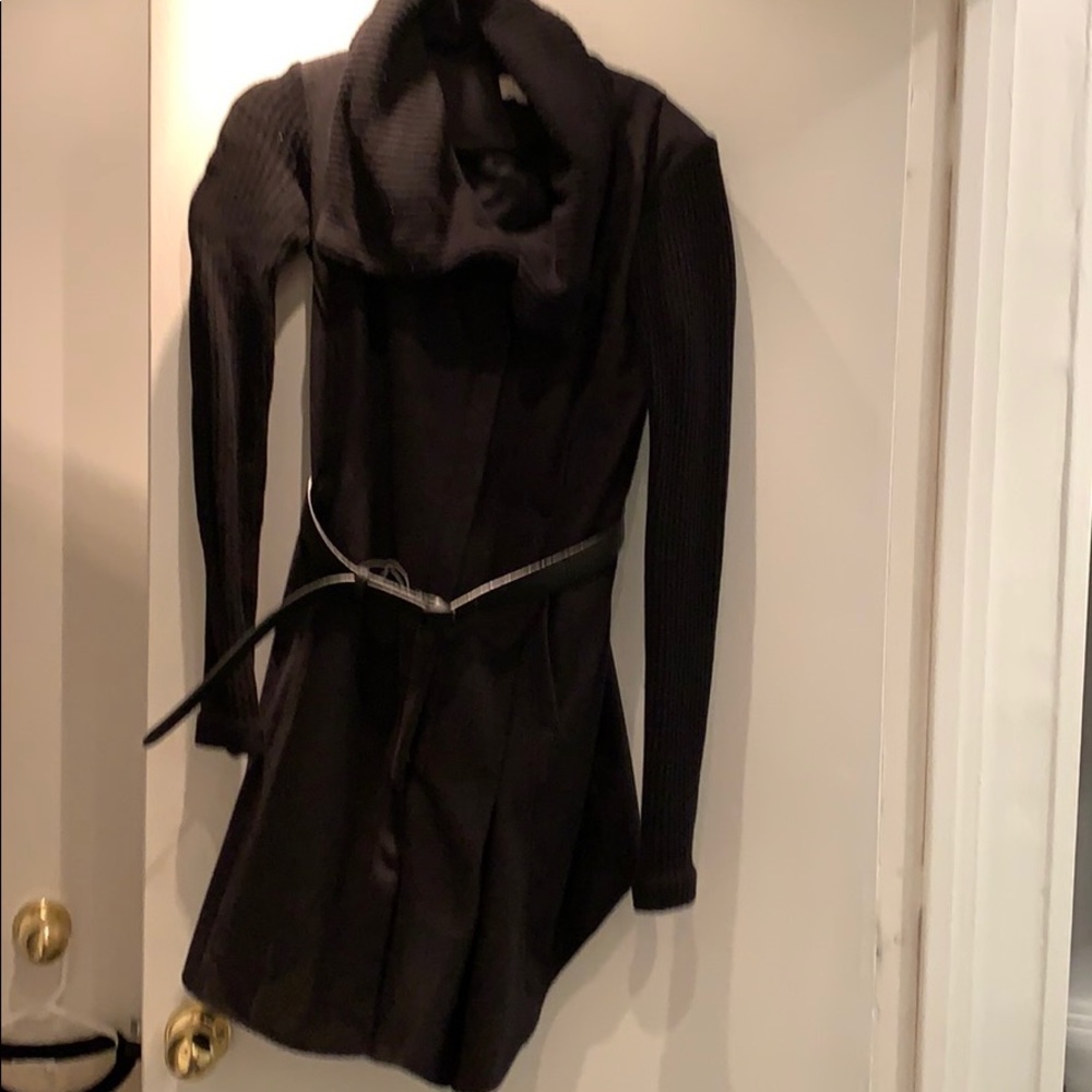 Helmut Lang Wool and Sweater Asymmetrical Coat